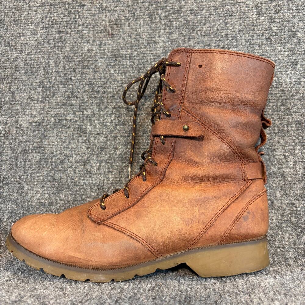 Teva Delavina Lace Boots Brown Leather Womens Size 7 Mid Calf Waterproof